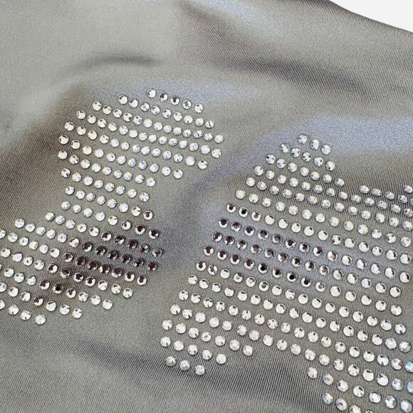 Skims Y2K Style Scoop Neck Bralette M Logo Rhinestones Spell Out Gorpcore Silver - Picture 4 of 8